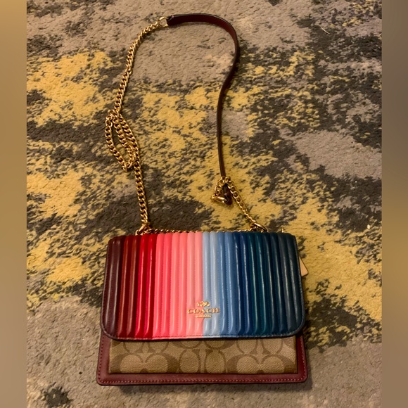 Coach Klare Quilted Linear Rainbow Leather Crossbody Purse SOLD OUT - Picture 1 of 13